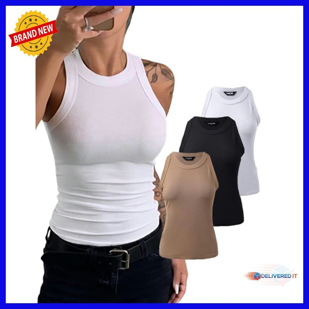 3-Pack Ribbed Tank Tops Slim Fit Workout Casual Basic Camis